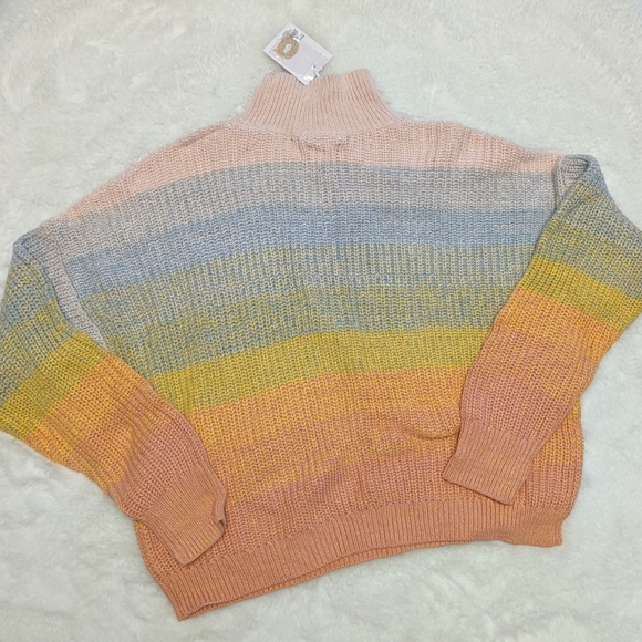 LC Lauren Conrad Women Mock Neck Rainbow Ombre Knit Sweater NWT - Picture 7 of 8